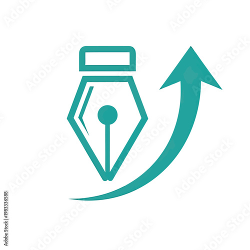 Creative Writing Symbol with Fountain Pen Nib and Upward Arrow Representing Growth and Progress