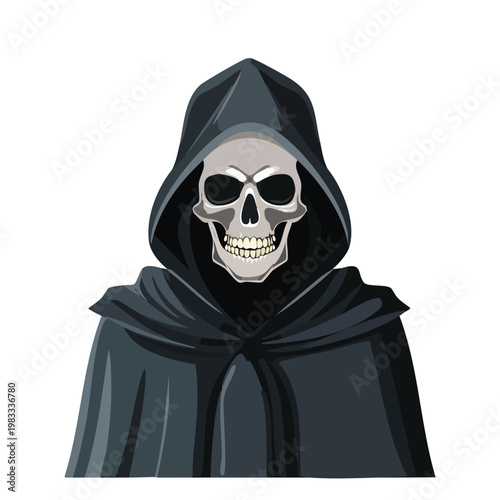 Grim reaper figure isolated on white background vector illustration