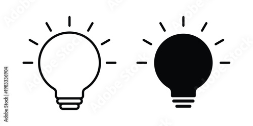 Idea icon outline style. Black solid silhouette style icons