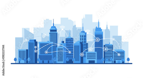 A clean, stylized illustration depicts a modern office building with an upward-pointing arrow, conveying growth, progress, and a positive business out