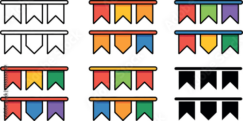 Colorful pennant banners for decoration and celebration purposes  various designs