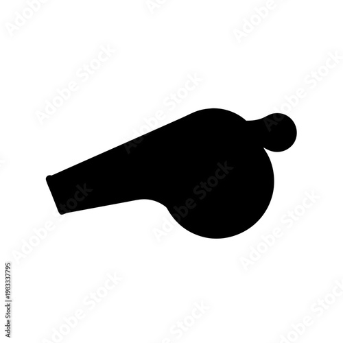 Black sports referee whistle isolated on white background