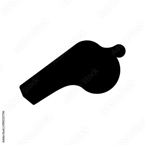 black sports referee whistle isolated on white background