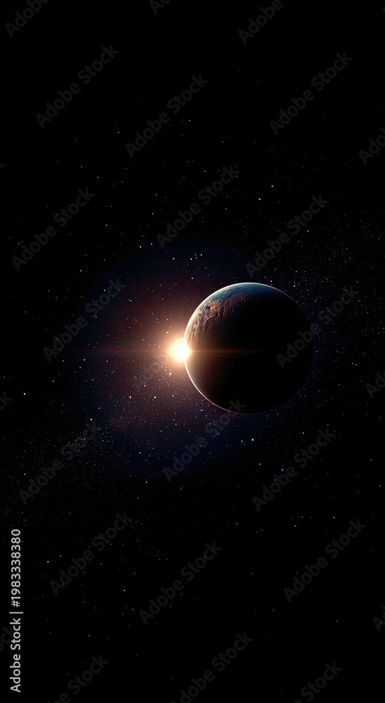 Fototapeta premium illustration of a planet in space and shining stars