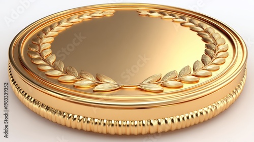 Prize for Winner Achievement Award: 3D Glossy Metal Laurel Wreath