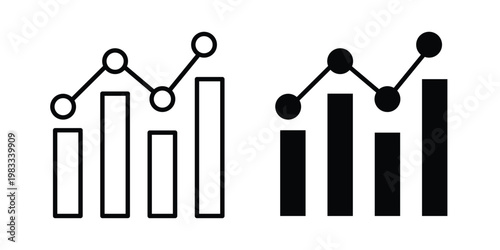 Market prediction icon outline style. Black solid silhouette style icons