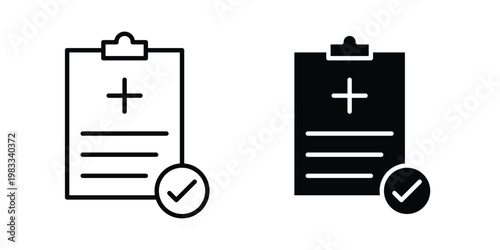 medical check up icon outline style. Black solid silhouette style icons