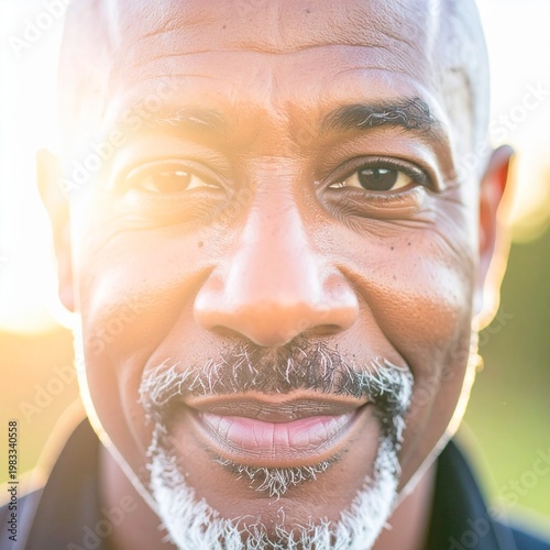 Close-up of a 50-year-old handsome african  american men's face