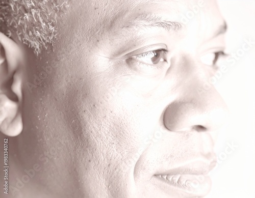 Close-up of a 50-year-old handsome african  american men's face