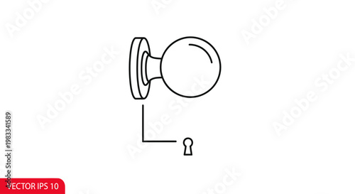 Door knob and keyhole graphic with connecting line
