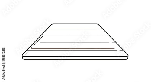 Isometric view of a trapezoidal shape with horizontal dividing lines