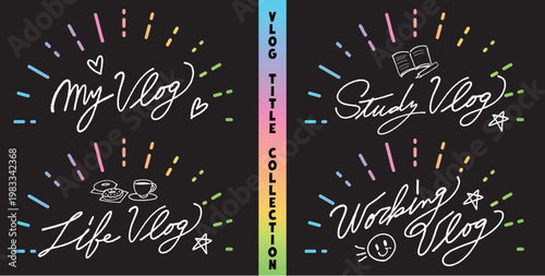 手書き風おしゃれなVlog タイトル コレクション 素材 サムネイル