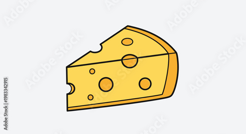 A cartoon wedge of yellow cheese with round holes and a dark outline