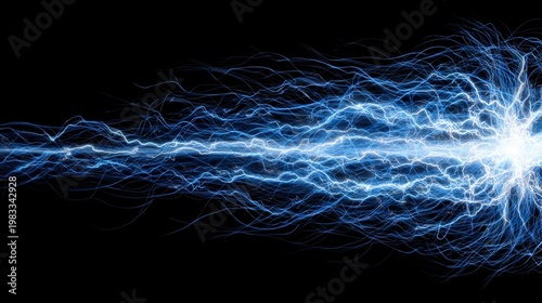 A dark background frames a futuristic burst of electric energy