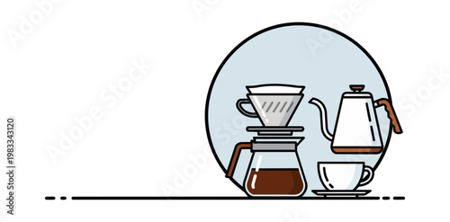 Coffee brewing process illustration