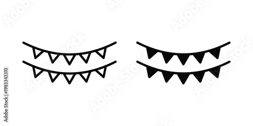 Party flag icon outline style. Black solid silhouette style icons