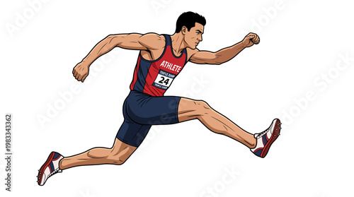 Athlete hurdling over barrier in a race