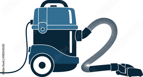 Blue vacuum cleaner silhouette a modern cleaning appliance illustration