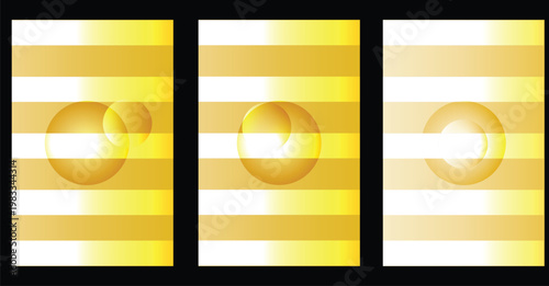 Abstract triptych golden ellipses and linear patterns