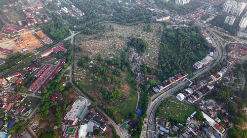 Aerial Drone View of Chinese Cemetery Johor Bahru