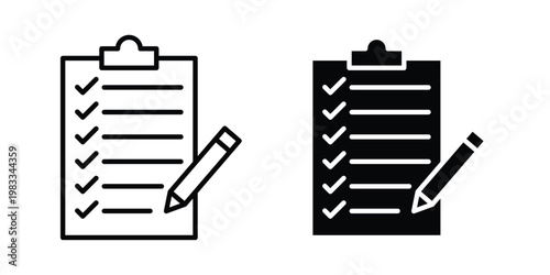Plan icon outline style. Black solid silhouette style icons
