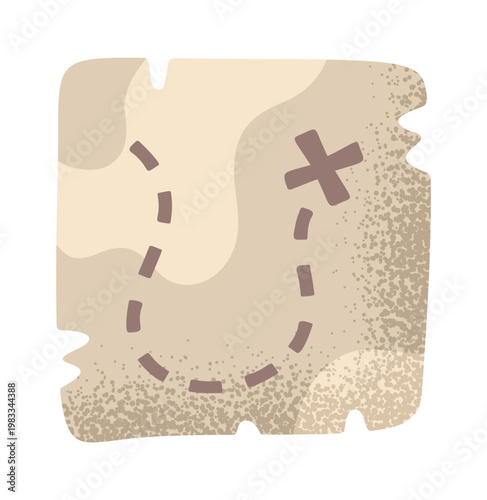 Foto Treasure Map With X Route Cartoon Style