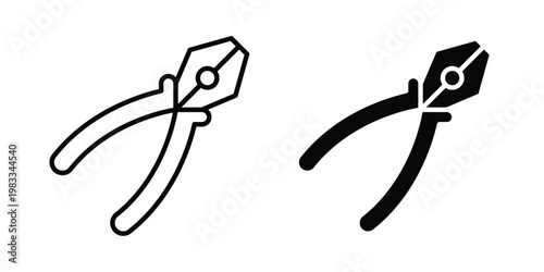 Pliers icon outline style. Black solid silhouette style icons