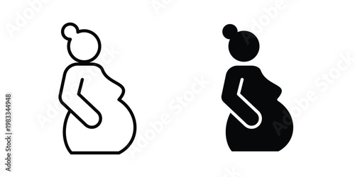 Pregnancy icon outline style. Black solid silhouette style icons