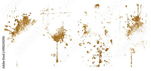 Luxury golden grunge paint brush stroke set splash vector design. abstract gold foil stain artistic line element banner border frame background.