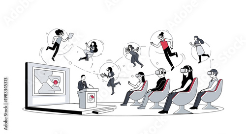 People watching a presentation with thoughts and ideas