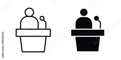 Public speaker icon outline style. Black solid silhouette style icons