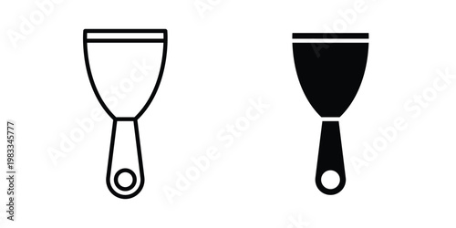 Putty knife icon outline style. Black solid silhouette style icons