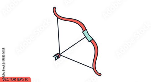 A simple red bow and arrow illustration on a white background