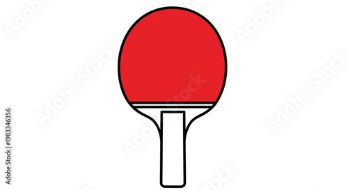 A simple, clean illustration of a red ping pong paddle with a black outline