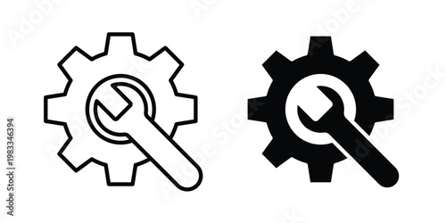 Repair icon outline style. Black solid silhouette style icons
