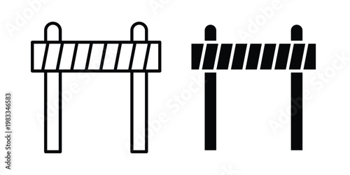 Roadblock icon outline style. Black solid silhouette style icons