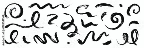 Black Ink Brush Strokes and Swirls collection