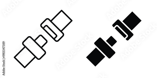 Seat Belt icon outline style. Black solid silhouette style icons