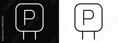 Parkir monochrome line style