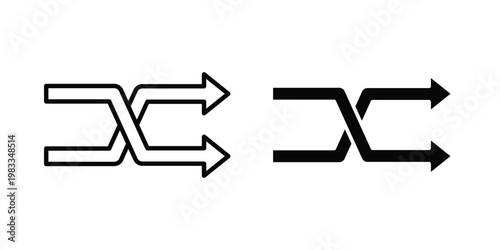 Shuffle arrow icon outline style. Black solid silhouette style icons