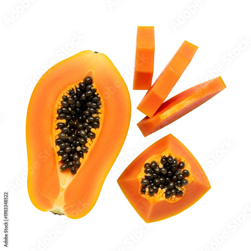 Fresh Ripe Papaya with Black Seeds for Healthy Eating and Smoothies