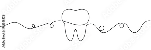Continuous single line art of teeth and love shape, perfect for minimalist vector illustrations. teeth and love shape illustration in single line art style, ideal for modern graphic designs. EPS 10 .