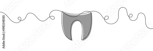 Continuous single line art of teeth and love shape, perfect for minimalist vector illustrations. teeth and love shape illustration in single line art style, ideal for modern graphic designs. EPS 10 .