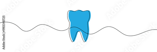 Continuous single line art of teeth and love shape, perfect for minimalist vector illustrations. teeth and love shape illustration in single line art style, ideal for modern graphic designs. EPS 10 .