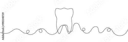 Continuous single line art of teeth and love shape, perfect for minimalist vector illustrations. teeth and love shape illustration in single line art style, ideal for modern graphic designs. EPS 10 .