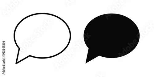 Speech bubble icon outline style. Black solid silhouette style icons