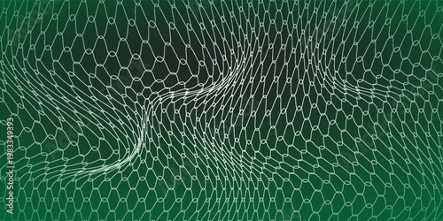 Soccer Ball illuminated green light in the Goal Net. illustration. vector eps10.