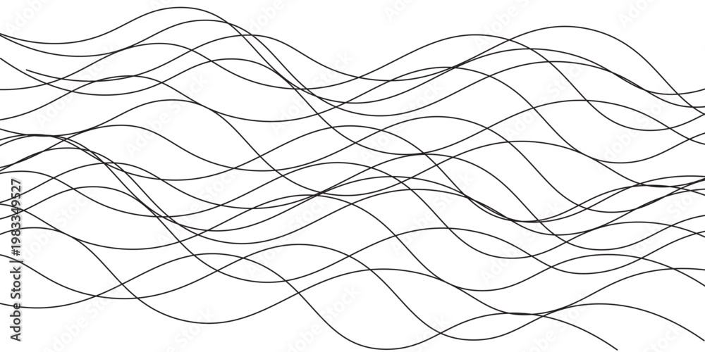 Fototapeta premium hand draw Curve wave seamless pattern. Thin line wavy abstract vector background. Curve wave seamless pattern modern.