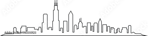 City skyline silhouette illustration with varied building heights and architectural styles
