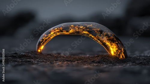 Molten Gold Arc Over Charcoal Texture Background